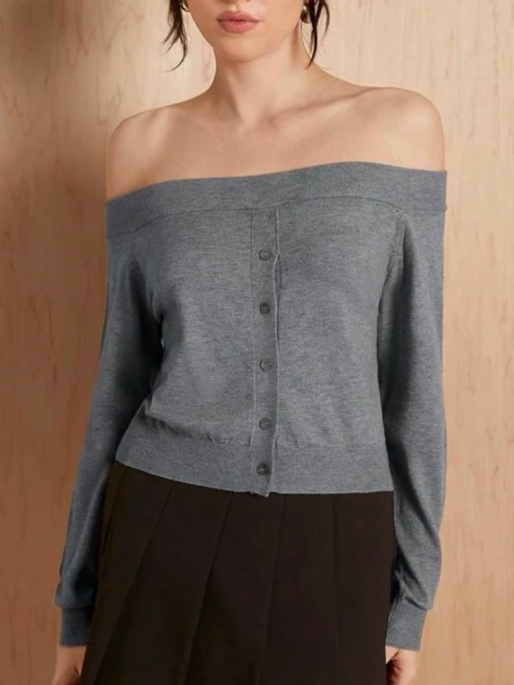 SHEIN X MONSE Off-the-Shoulder Knit Cardigan Top